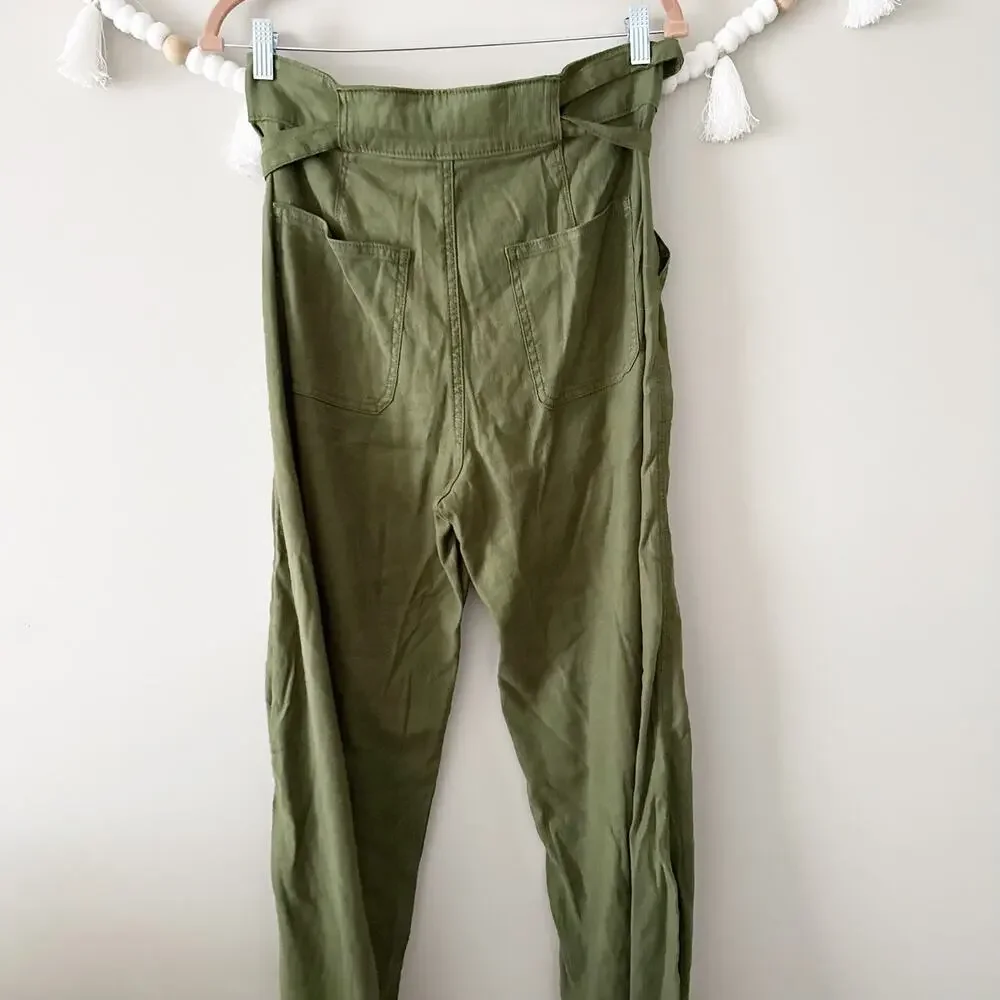 Hudson Cypress Tie Waist Wide Leg Trousers Linen-Blend Green Women's Size 29 - Picture 3 of 5